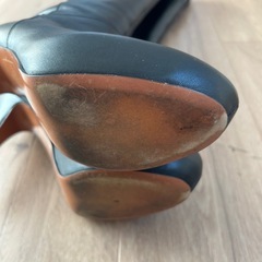 LANVIN en Bleu ブラックレザー ロングブーツ ハイヒール　23.5の画像