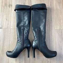 LANVIN en Bleu ブラックレザー ロングブーツ ハイヒール　23.5の画像