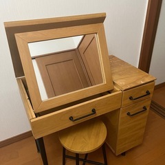 【定価28,990円】LOWYA 鏡台ドレッサー 天然木 収納 2口コンセント付 ハニーの画像