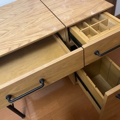 【定価28,990円】LOWYA 鏡台ドレッサー 天然木 収納 2口コンセント付 ハニーの画像