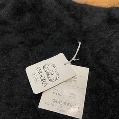 ブラック　アンゴラニット半袖の画像