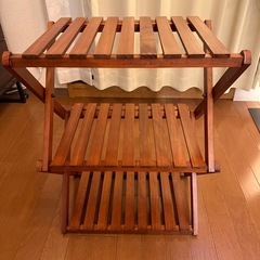 折りたたみ3段ウッドラック／キャンプ・室内収納にの画像