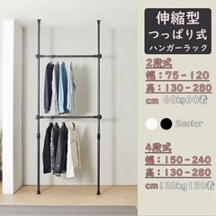 突っ張り式ハンガーラック2段式の画像