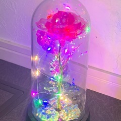 新品　ディズニー　美女と野獣風　クリスタル　LED レインボー　薔薇　オブジェの画像