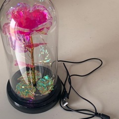新品　ディズニー　美女と野獣風　クリスタル　LED レインボー　薔薇　オブジェの画像