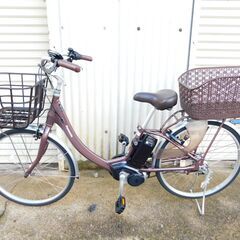 【JM924保管M】美品 Panasonic パナソニック 電動アシスト自転車 ビビ・SL 24型 内装3段変速 パールココアブラウン BE-FSL431Tの画像