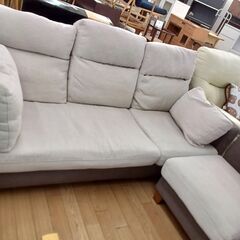 ★リユースのサカイつくば店★TK7682  3人掛けソファ アイボリー H77×D90×W197 クリーニング済みの画像