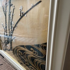 押し絵 額装｜布製 立体和風インテリア（梅モチーフ）の画像