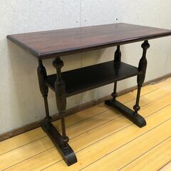 アンティーク調 木製テーブル 葡萄彫刻 花台 飾り棚 サイドテーブル 和洋折衷 レトロ家具　【糸島市内 送料無料】251214-4の画像