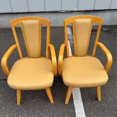 回転式ダイニングチェア チェア 木製 2脚セットの画像