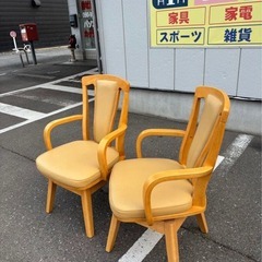 回転式ダイニングチェア チェア 木製 2脚セットの画像