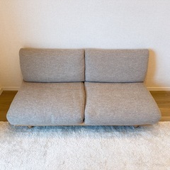 ゆったり座れるアームレスソファ　２シーター　ポリエステル平織　ベ...