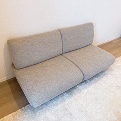 ゆったり座れるアームレスソファ　２シーター　ポリエステル平織　ベージュ　無印良品の画像