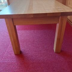 【無印良品】廃盤品 タモ材 木製 ローテーブル 引出し付き  90cm の画像