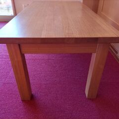 【無印良品】廃盤品 タモ材 木製 ローテーブル 引出し付き  90cm の画像