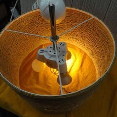 ペンダントライト ラタン 籐 2015年製 3灯 白熱灯照明器具 天井照明 西岡店の画像