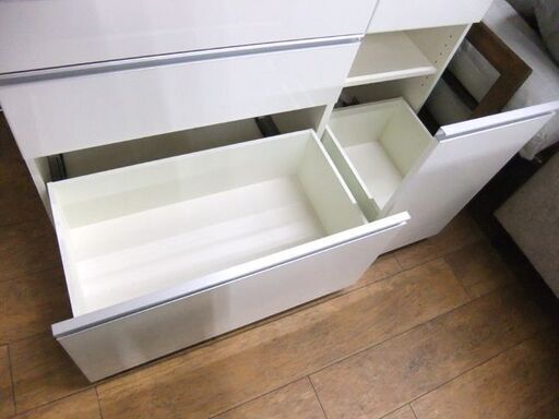 レンジボード 幅120cm パモウナ エナメル キッチン収納 食器棚 キッチンボード 大型 ホワイト 白 札幌 厚別店