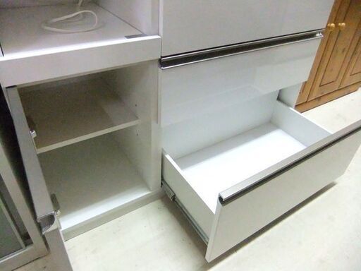レンジボード 幅114cm パモウナ エナメル キッチン収納 食器棚 キッチンボード 大型 ホワイト 白 札幌 厚別店 レンジボード 幅114cm パモウナ エナメル キッチン収納 食器棚