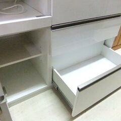 レンジボード 幅114cm パモウナ エナメル キッチン収納 食器棚 キッチンボード 大型 ホワイト 白 札幌 厚別店の画像