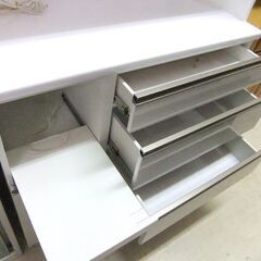 レンジボード 幅114cm パモウナ エナメル キッチン収納 食器棚 キッチンボード 大型 ホワイト 白 札幌 厚別店の画像