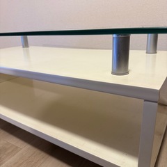 ガラス天板付き　テレビ台(白)の画像