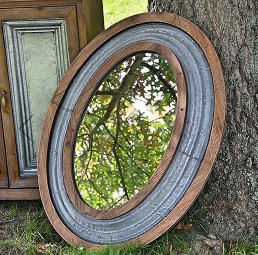 アンティークRUSTIC FARMHOUSE OVAL MIRROR