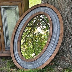 アンティークRUSTIC FARMHOUSE OVAL MIRRORの画像