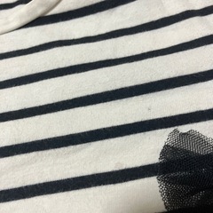ストライプ 長袖カットソー リボン付き 120の画像