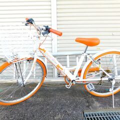 【JM925】GRAPHIS (グラフィス) Ribbon 折り畳み自転車 24インチ オレンジ オートライト simano社6段変速の画像