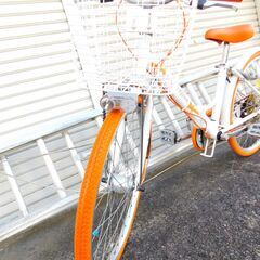 【JM925】GRAPHIS (グラフィス) Ribbon 折り畳み自転車 24インチ オレンジ オートライト simano社6段変速の画像