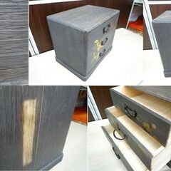小引出し 小箪笥 小物入れ 景充 3段 背面にカスレと割れあり 中古 ヨコ 約30.5cm タテ 約22cm 高さ 約26cm 木製 苫小牧西店の画像