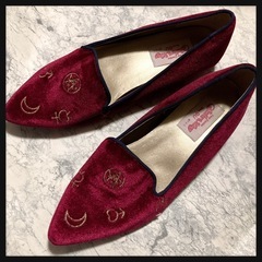 ꒰GU꒱セーラームーンコラボ ベロア シューズ 24.5cm 赤ピンク 夢可愛いの画像