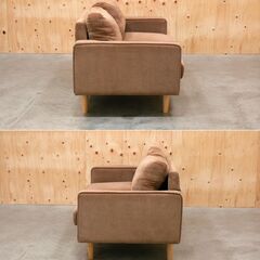 ≪zyt2634ジ限≫ 2人掛けソファ 布張り 幅137cm　　　コーデュロイ/ブラウン系/コンパクト/中古家具/リユースストレージ仙台 071207-07の画像