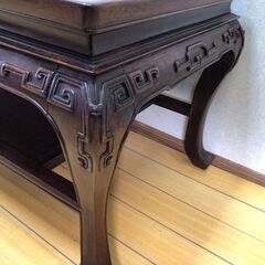  中国家具 高級座卓 唐木調 彫刻テーブル 和室 ローテーブル 応接家具　 【糸島市内 送料無料】251214-6の画像