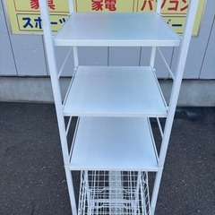 隙間収納 4段スチールラック キッチン収納 ホワイトの画像