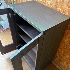 L1405 キャビネット 収納棚 ガラス扉 穴ありの画像