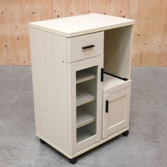 ≪zyt2635ジ限≫ ミニキッチンカウンター 幅60cm キャスター難あり　　　食器棚/レンジ台/炊飯器台/コンパクト/おしゃれ/一人暮らし/中古家具/リユースストレージ仙台 071207-09の画像