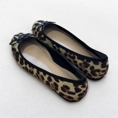 FLAG J ヒョウ柄 フラット シューズ 23.5 レオパード リボンの画像