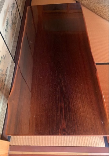 国産広葉樹 無垢 一枚板和式テーブル｜151×67cm 高さ40cm・厚6cm｜耳付き｜脚脱着式｜近隣配送相談可