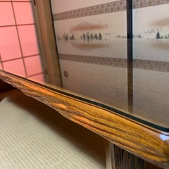 国産広葉樹 無垢 一枚板和式テーブル｜151×67cm 高さ40cm・厚6cm｜耳付き｜脚脱着式｜近隣配送相談可の画像