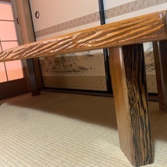 国産広葉樹 無垢 一枚板和式テーブル｜151×67cm 高さ40cm・厚6cm｜耳付き｜脚脱着式｜近隣配送相談可の画像