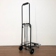 折りたたみ式キャリーカート ブラック フック付ゴムロープ・滑り止め 台車 耐荷重30㎏ スチール製フレーム 運搬台車の画像