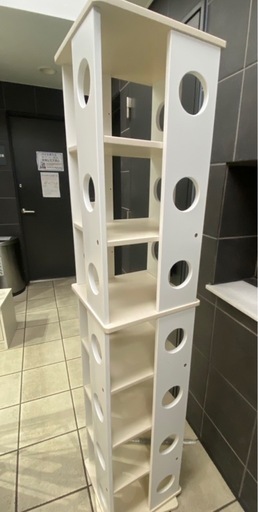 回転式コミックラック 白 高さ166 本棚 7段 ブックシェルフ