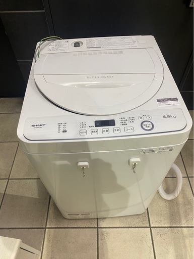 12/27SHARP 洗濯機 ES-GE5D-W 5.5kg 2020年製　シャープ　5キロ洗濯機