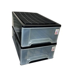 本体黒 引き出し半透明 押入れケース 2個セット