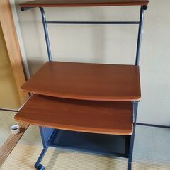 二段式パソコンデスク キャスター付き　サンワダイレクトの画像