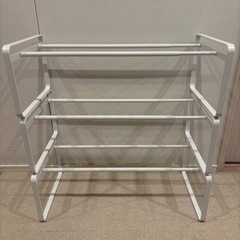 山崎実業　伸縮シューズラック フレーム　3個セット　白の画像