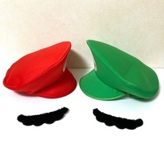 マリオ ルイージ 帽子 ひげ 4点セット コスプレ ハロウィン 仮装 USJの画像