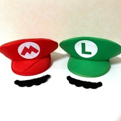 マリオ ルイージ 帽子 ひげ 4点セット コスプレ ハロウィン 仮装 USJの画像