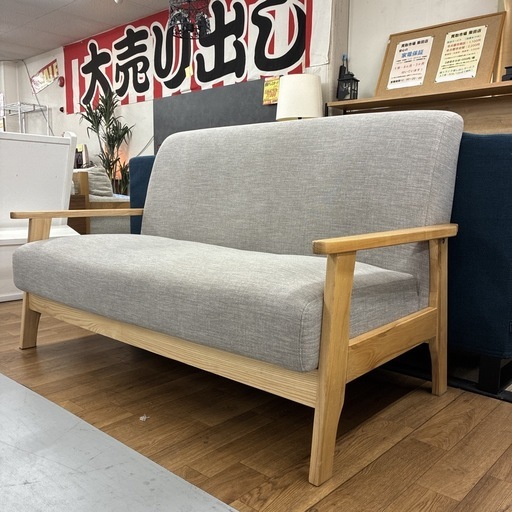 S154⭐ ファブリック2Pソファ 組み立てタイプ グレー 幅150cm USED 綺麗